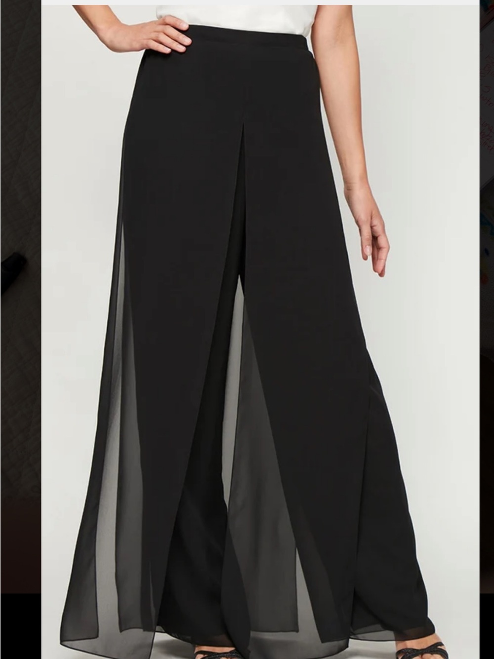 Alex Evenings Pants - Black Chiffon Palazzo Dress Pants Size XL (NWOT)